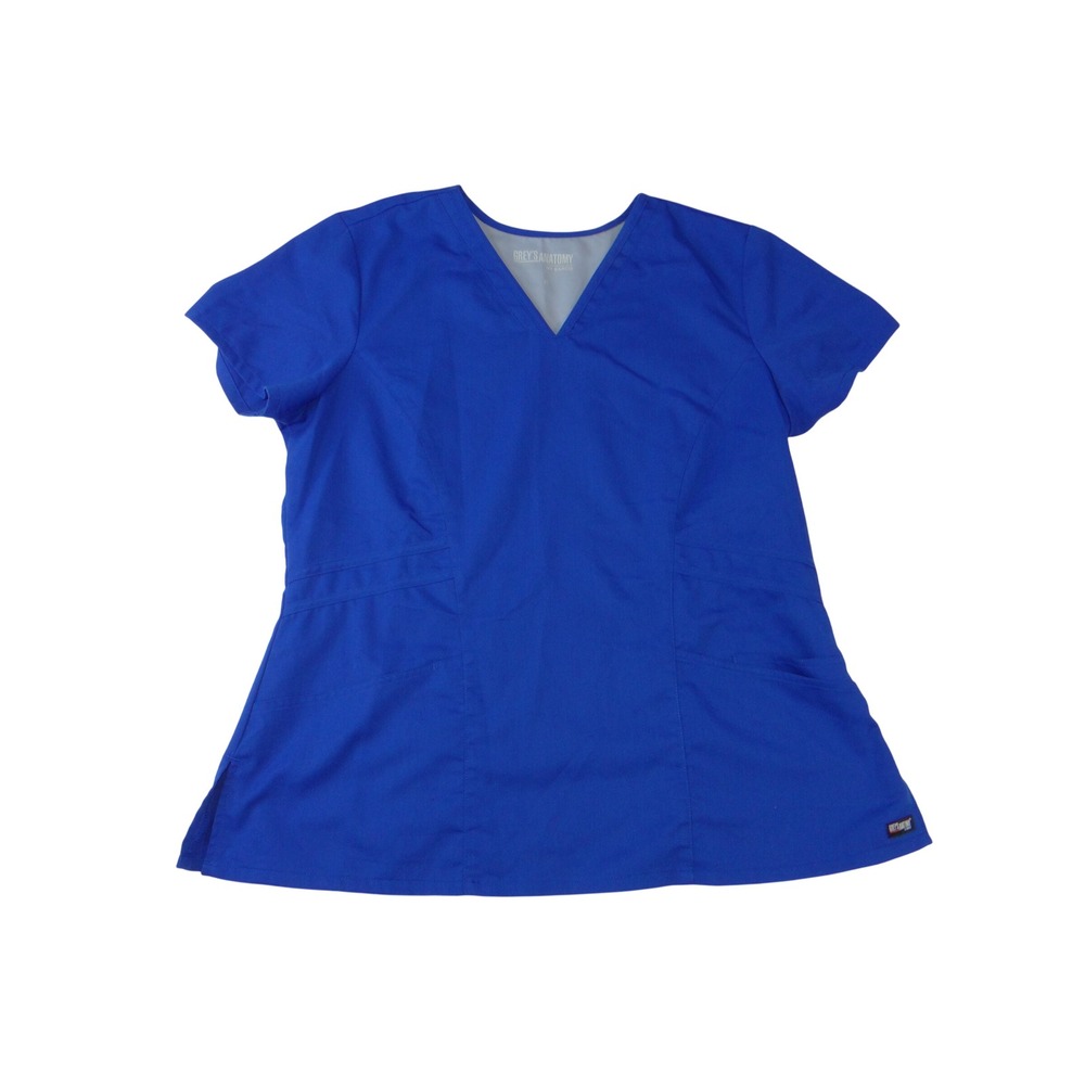Greys Anatomy by Barco Womens XL Royal Blue V-Neck Scrub Top RN 50681 3832